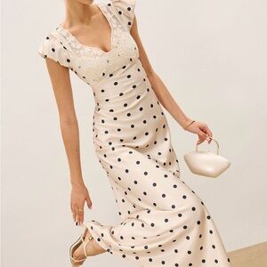 Elegant Cream Polka Dot Dress